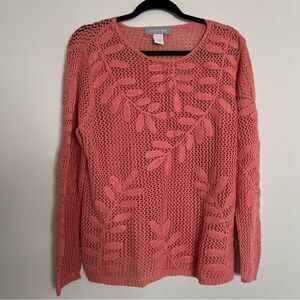 Modern Soul Crochet salmon Open Knit sweater. Size M